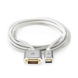 Nedis CCTB34800AL20 HDMI™ Kabel | HDMI™ Connector | DVI-D 24+1-Pins Male | 2560x1600 | Verguld | 2.00 m | Gebreid | Z...
