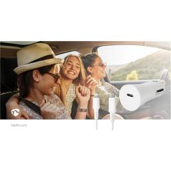 Nedis CCPDL20W111WT Autolader | 1,67 A / 2,22 A / 3,0 A | Outputs: 1 | Poorttype: USB-C™ | Lightning 8-Pins (Los) Kab...