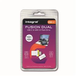 Integral INFD256GBFUSDUAL3.0-C Fusion Dual USB-C & USB 3.0 Flash Drive 256 GB