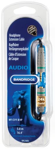 Bandridge BAL3605 Verlengkabel voor hoofdtelefoon 5.0 m