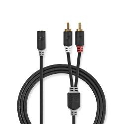 Nedis CABW22255AT10 Stereo-Audiokabel | 2x RCA Male | 3,5 mm Female | Verguld | 1.00 m | Rond | Antraciet | Doos