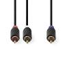 Nedis CABW24000AT30 Subwoofer-Kabel | RCA Male | 2x RCA Male | Verguld | 3.00 m | Rond | 4.0 mm | Antraciet | Doos