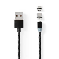 Nedis CCGB60630BK20 USB-Kabel | USB 2.0 | USB Type-A | USB Micro-B Male / USB Type-C™ Male | No Data Transfer | Verni...
