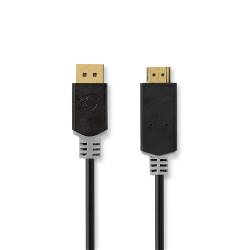 Nedis CCBW37100AT30 DisplayPort-Kabel | DisplayPort Male | HDMI™ Connector | 4K@30Hz | Verguld | 3.0 m | Rond | PVC |...
