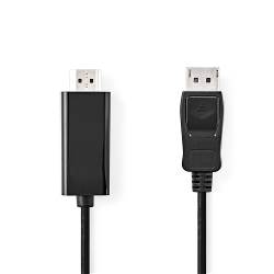 Nedis CCGB37100BK10 DisplayPort-Kabel | DisplayPort Male | HDMI™ Connector | 4K@30Hz | Vernikkeld | 1.0 m | Rond | PV...