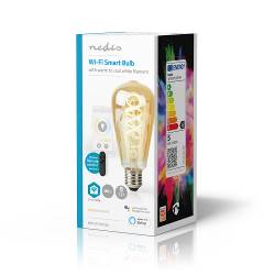 Nedis WIFILRT10ST64 SmartLife LED Filamentlamp | Wi-Fi | E27 | 360 lm | 4.9 W | Warm to Cool White | Glas | Android™ ...