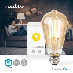 Nedis WIFILRF10ST64 SmartLife LED Filamentlamp | Wi-Fi | E27 | 806 lm | 7 W | Warm Wit | Glas | Android™ / IOS | ST64