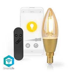 Nedis WIFILRF10C37 SmartLife LED Filamentlamp | Wi-Fi | E14 | 470 lm | 4.9 W | Warm Wit | Glas | Android™ / IOS | Kaars