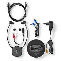 Nedis HPRF021BK Draadloze TV-Koptelefoon | RF | In-Ear | Maximale batterijduur: 7 hrs | 25 m | Digitale Audio | Laads...