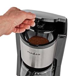 Nedis KACM260EBK Koffiezetapparaat | Maximale capaciteit: 1.5 l | Aantal kopjes tegelijk: 12 | Warmhoudfunctie | Zilv...