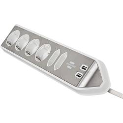 Brennenstuhl 1153590620 Estilo hoekaansluitdoosstrook met USB laadfunctie 6-weg 4x beschermende contactdozen & 2x Eur...