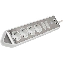 Brennenstuhl 1153590620 Estilo hoekaansluitdoosstrook met USB laadfunctie 6-weg 4x beschermende contactdozen & 2x Eur...