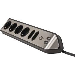 Brennenstuhl 1153590610 Estilo hoekaansluitdoosstrook met USB laadfunctie 6-weg 4x beschermend contactdoos & 2x Euro ...