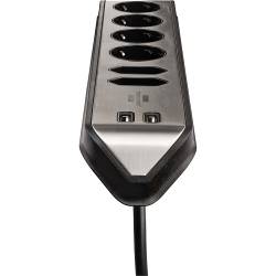 Brennenstuhl 1153590610 Estilo hoekaansluitdoosstrook met USB laadfunctie 6-weg 4x beschermend contactdoos & 2x Euro ...