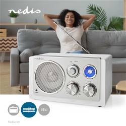 Nedis RDFM5110WT FM-Radio | Tafelmodel | FM | Netvoeding | Analoog | 15 W | Wit / Zilver