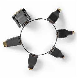 Nedis CCGB34999BK HDMI™-Adapter | DisplayPort Male / DVI-D 24+1-Pins Male / HDMI™ Micro-Connector / HDMI™ Mini-Connec...
