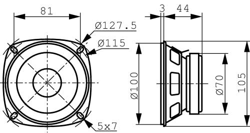 Visaton 2021 Full-range luidspreker 10cm (4") 8 Ohm