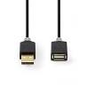 Nedis CCBW60010AT30 USB-Kabel | USB 2.0 | USB-A Male | USB-A Female | 480 Mbps | Verguld | 3.0 m | Rond | PVC | Antra...