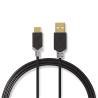 Nedis CCBW60601AT20 USB-Kabel | USB 2.0 | USB-A Male | USB-C™ Male | 480 Mbps | Verguld | 2.00 m | Rond | PVC | Antra...