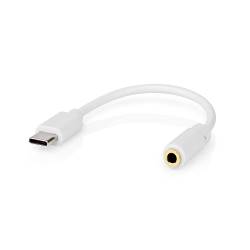 Nedis CCGB65950WT01 USB-Adapter | USB 2.0 | USB-C™ Male | 3,5 mm Female | 0.1 m | Rond | Vernikkeld | PVC | Wit | Doos