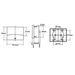 Hope Sun Analoge paneelmeter voor dc stroommetingen 10a dc / 60 x 47mm (3)