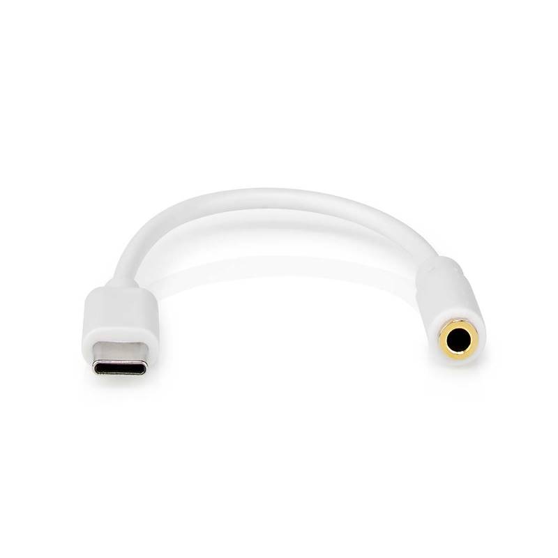 Nedis CCGP65950WT01 USB-Adapter | USB 2.0 | USB-C™ Male | 3,5 mm Female | 0.1 m | Rond | Vernikkeld | PVC | Wit | Pol...