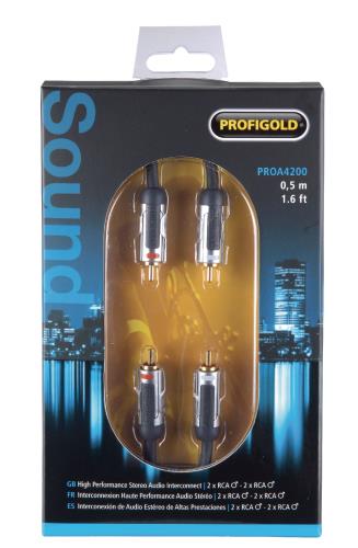 Profigold PROA4200 Stereo-audiokabel 2x RCA male - male 0,50 m zwart