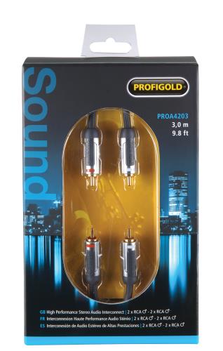 Profigold PROA4203 Stereo-audiokabel 2x RCA male - male 3,00 m zwart