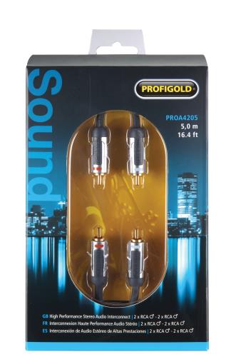 Profigold PROA4205 Stereo-audiokabel 2x RCA male - male 5,00 m zwart