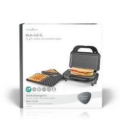 Nedis KAMG120FBK Multi grill | Grill / Sandwich / Waffle | 900 W | 28 x 15 cm | Automatische temperatuurregeling | Ku...