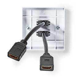 Nedis CVGP34955WT HDMI™ Wandcontactdoos | 2x HDMI™ Female | 4K@60Hz | HDMI™ Female | Zwart | 18 Gbps | Verguld | 85 m...