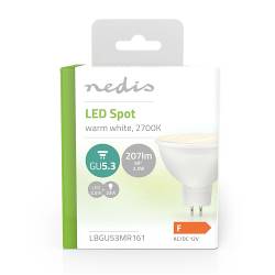Nedis LBGU53MR161 LED-Lamp GU5.3 | Spot | 2.5 W | 207 lm | 2700 K | Warm Wit | Doorzichtig | Aantal lampen in verpakk...
