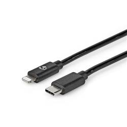 Nedis CCGP39650BK20 Lightning Kabel | USB 2.0 | Apple Lightning 8-Pins | USB-C™ Male | 480 Mbps | Vernikkeld | 2.00 m...