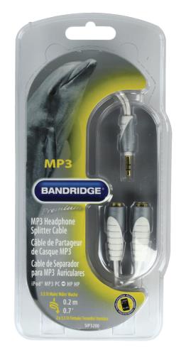 Bandridge SIP3200 Topkwaliteit Splitterkabel voor MP3-hoofdtelefoon 0.2 m