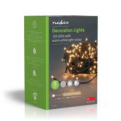 Nedis CLLS120 Decoratieve Verlichting | Koord | 120 LED's | Warm Wit | 9.00 m | Licht effecten: 7 | Binnen & Buiten |...
