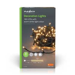 Nedis CLLS180 Decoratieve Verlichting | Koord | 180 LED's | Warm Wit | 13.50 m | Licht effecten: 7 | Binnen & Buiten ...