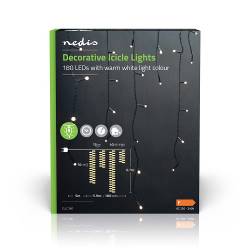 Nedis CLLC180 Decoratieve IJspegel Verlichting | 180 LED's | Warm Wit | 5.90 m | Licht effecten: 7 | Netvoeding