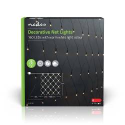 Nedis CLLN160 Decoratieve Net Verlichting | Warm Wit | 160 LED's | 2 x 1 m | Licht effecten: 7 | Binnen & Buiten | Ne...