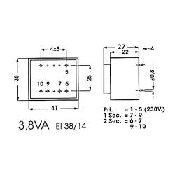 Alphabet components Encapsulated transformer 3.8va 1 x 6v / 1 x 0.633a (1)