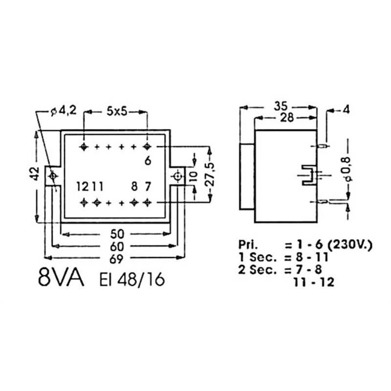 Alphabet components Ingegoten transformator 8va 1 x 6v / 1 x 1.350a (1)