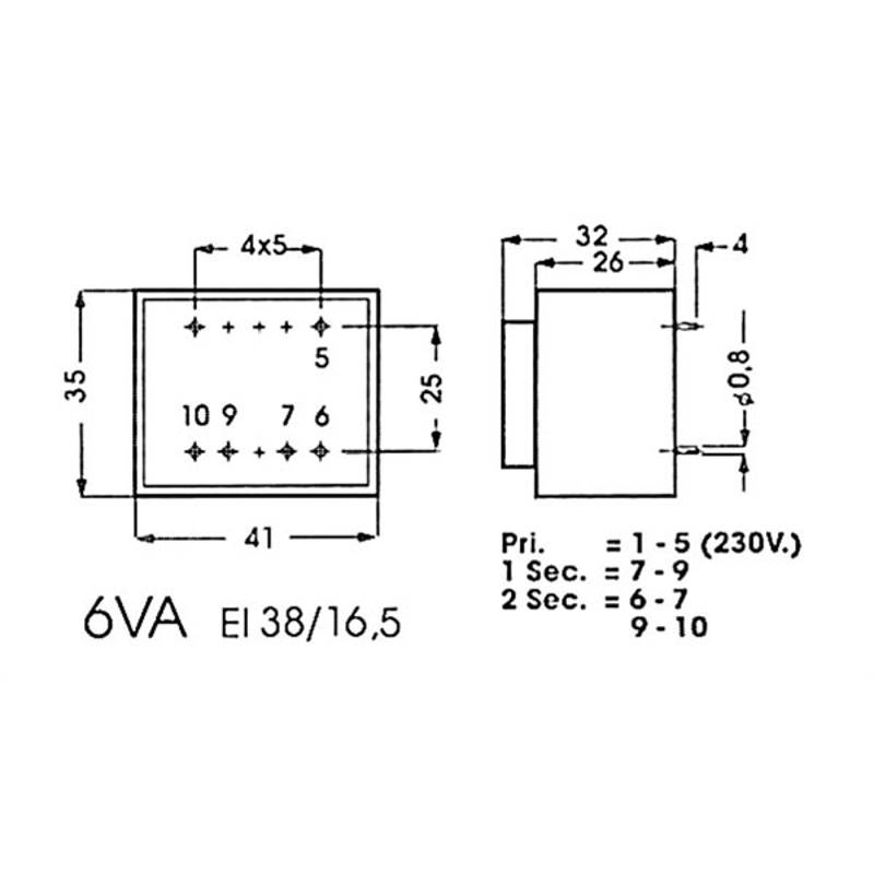 Alphabet components Ingegoten transformator 6va 1 x 12v / 1 x 0.500a (1)
