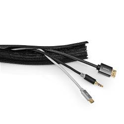Nedis CMSL0030BK200 Kabelmanagement | Sleeve | 2.00 m | 1 Stuks | Maximale kabeldikte: 30 mm | Nylon | Zwart