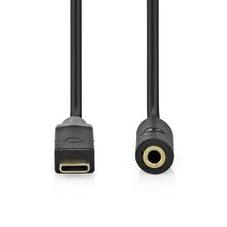 Nedis CCBW65960AT10 USB-C™ Adapter | USB 2.0 | USB-C™ Male | 3,5 mm Female | 1.00 m | Rond | Verguld | PVC | Zwart | ...