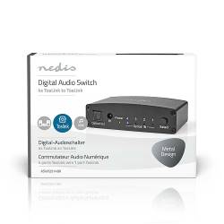 Nedis ASWI2514BK Digitale Audio-Switch | 4-wegs | Input: DC Power / 4x TosLink | Output: TosLink Female | Afstandsbed...