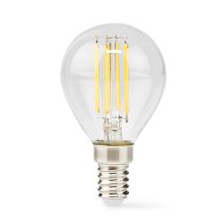 Nedis LBFE14G452 LED-Filamentlamp E14 | G45 | 4.5 W | 470 lm | 2700 K | Dimbaar | Warm Wit | 1 Stuks | Doorzichtig
