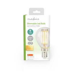 Nedis LBFE14G452 LED-Filamentlamp E14 | G45 | 4.5 W | 470 lm | 2700 K | Dimbaar | Warm Wit | 1 Stuks | Doorzichtig