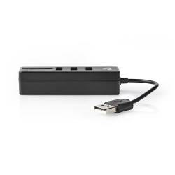 Nedis UHUBCU2340BK USB-Hub | USB-A Male | USB-A Female | 3 poort(en) | USB Gevoed | SD & MicroSD / 3x USB