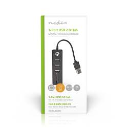 Nedis UHUBCU2340BK USB-Hub | USB-A Male | USB-A Female | 3 poort(en) | USB Gevoed | SD & MicroSD / 3x USB