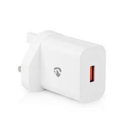 Nedis WCQC302AWTUK Oplader | Snellaad functie | QC3.0 | 3.0 A | Outputs: 1 | USB-A | 18 W | Automatische Voltage Sele...
