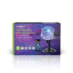 Nedis CLPR3 Decoratieve Verlichting | LED- en laserprojector | Kleurrijke LED en groene laser | Binnen & Buiten | Afs...